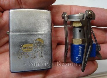 Size shown compared to a Zippo lighter.