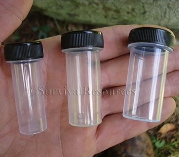 3 Short Waterproof Plastic Screw Top Vials